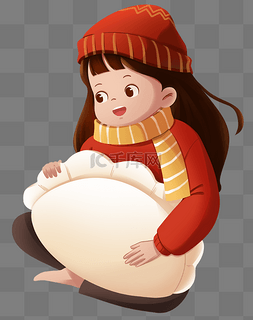 冬至节气女孩抱着饺子