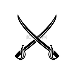 交叉的剑孤立的图标矢量弯刀黑色