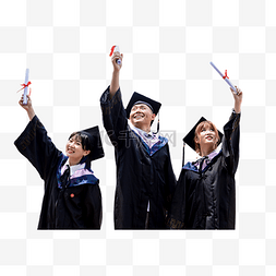 芭蕾舞学生图片_三个人举起毕业证书毕业拍照