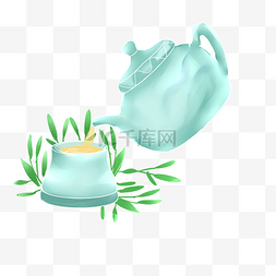 国风茶绿色茶壶