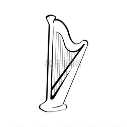 竖琴弦乐器的孤立图标银色爱尔兰