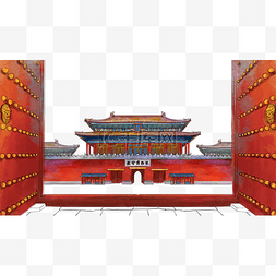 门洞里的故宫图片_建筑故宫博物院