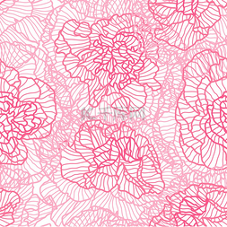 花朵线性图片_无缝图案搭配线性玫瑰美丽的装饰