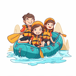 划艇图片_夏日一家人划艇游乐玩耍