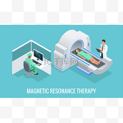 医生跟男人躺在 Mri 机前监视器屏