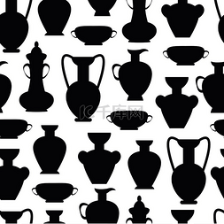 矢量陶器图片_古代粘土花瓶在白色背景上孤立的