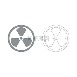 标志放射性灰色设置图标标志放射