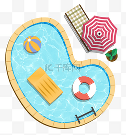 室内卡通图片_夏天户外活动游泳泳池