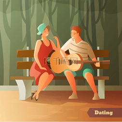 坐在长椅上的男人图片_森林小夜曲约会背景浪漫晚餐约会