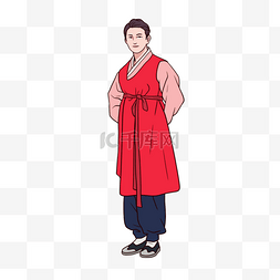 韩国婚礼图片_男生红色裙子装扮韩国传统婚礼人
