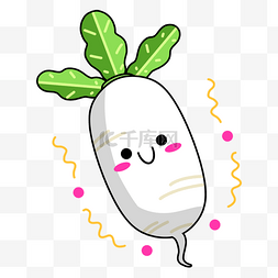 复活节插画图片_卡通白萝卜可爱蔬菜贴纸表情