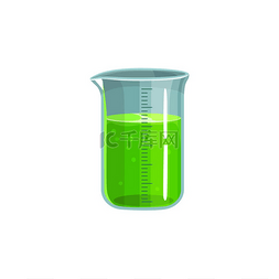 储层图片_玻璃烧瓶隔离量杯装有绿色液体的
