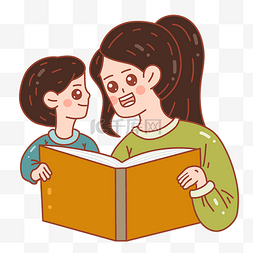 母子看书图片_母亲节母亲孩子互动家庭
