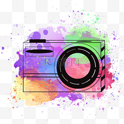 色彩喷溅图片_紫色颜料色块喷溅照相机