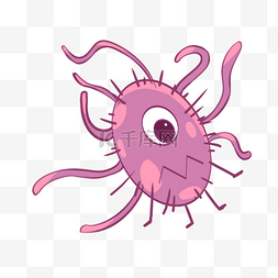 新冠病毒病毒卡通图片_紫色粉色卡通可爱病毒细菌