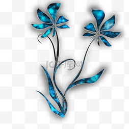 花卉水晶亮片花瓣叶子蓝色
