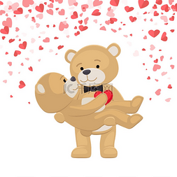 卡通泰迪图片_浪漫的雄性熊抱着雌性动物，手臂