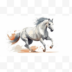 奔跑的的动物图片_手绘卡通奔跑的马