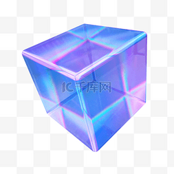 几何立体漂浮元素图片_3D玻璃几何炫彩立方体