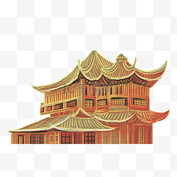 楼房线图片_中国风古风描线古建筑