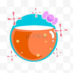 创意彩色水壶图片_杯子蝴蝶结白色圆图片绘画