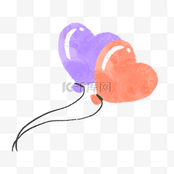 紫色橙色渐变晕染水彩心形气球
