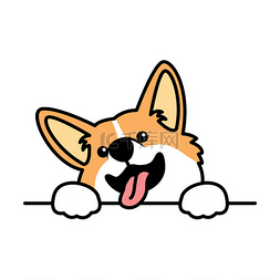 卡通可爱的小狗图片_可爱的腊肠小狗爪子伸出墙外狗脸