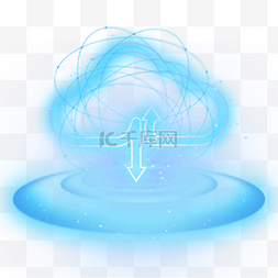 蓝色箭头图片_蓝色荧光箭头图标抽象光效科技云