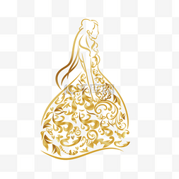 新娘抽象金色优雅婚纱