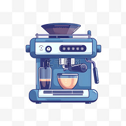 咖啡厅咖啡图片_卡通扁平商务蓝色咖啡机