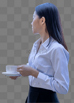 湖边图片_白领女性喝咖啡