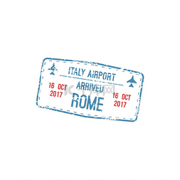 的邮票图片_意大利机场抵达邮票，罗马市目的