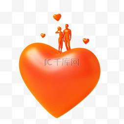 心214图片_红色C4D立体214情人节爱心情侣装饰