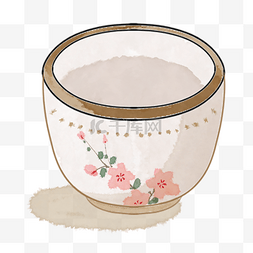 粉色鲜花图形日本茶壶剪贴画