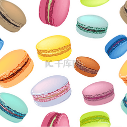 pattern with colorful macaroons cookies.