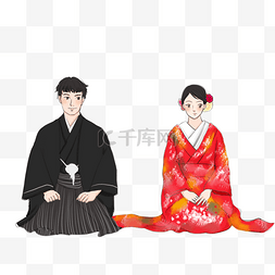 日本传统夫妻人物服饰