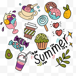 夏季甜品冷饮可爱涂鸦