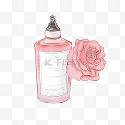 粉色水彩香水瓶子