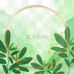 翠绿叶子植物花卉水彩边框