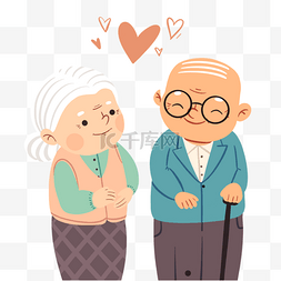 白发图片_卡通可爱风格祖父母