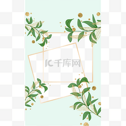 金色花朵文本框图片_植物ins风格正方形边框