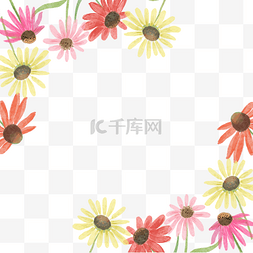 黄色水彩花卉矢量图片_紫锥花水彩花卉彩色边框