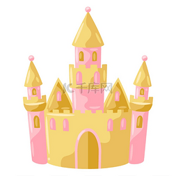 公主城堡的插图装饰儿童节日和派