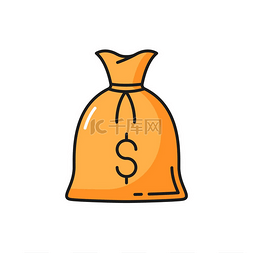 袋子图标图片_带美元符号的钱袋，带储蓄的袋子