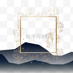 中国复古花边图片_山石背景传统金色花纹背景框