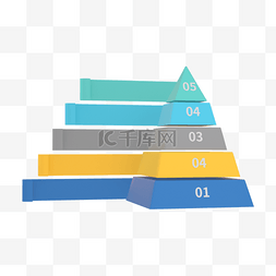 3d蓝色商务图表金字塔