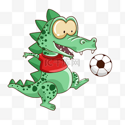 卡通足球形象图片_卡通足球运动动物鳄鱼形象