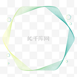 藏青渐变图片_简约六边形黄绿渐变梦幻边框