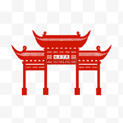 南京建築图片_红色剪纸剪纸门头南京地标夫子庙
