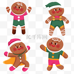 艺术人物造型图片_圣诞卡通姜饼人节日可爱甜品